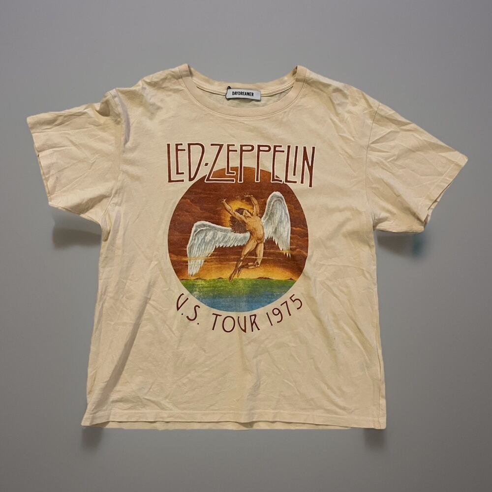 Daydreamer Led Zeppelin U.S. Tour 1975 Reprint White T Shirt Cream Lightweight
